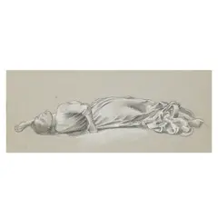 William De Morgan, Study of a reclining figure, coloured chalk