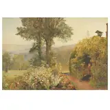 Rws John William North Ara, Two girls in a bower on a terrace, watercolour