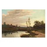 John Horace Hooper, Evening on the river Ouse, York, oil on canvas