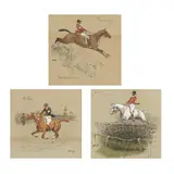 'Snaffles' Charlie Johnson Payne, The Tiger; The Sojor Hossiffer and Swagger, all signed in pencil (two lower right, one lower left)