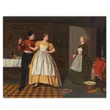 Bledwin Dowling, Courting in the kitchen, oil on panel
