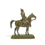 Antoine-Louis Barye, green- brown patinated bronze model of 'Guerrier du Caucase', brown patinated bronze