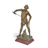 Emile Picault, patinated bronze of Post Pugnam, patinated bronze