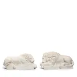 Antonio Canova, pair of late 19th century Italian carved marble models of recumbent lions, marble