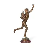 Jean Alexander Joseph Falguière, patinated bronze figure of Vainqueur au Combat de Coq, patinated bronze