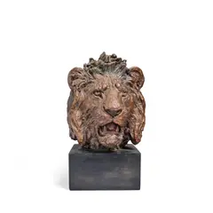William Timyn, patinated bronze bust of a lion, patinated bronze