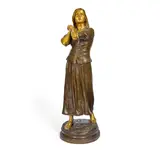 Raoul Larche, patinated and gilt bronze figure of La Foi ou Jeanne d'Arc, gilt bronze