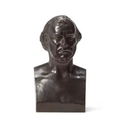 Hippolyte Maindron, late 19th century patinated bronze portrait bust of a gentleman, patinated bronze
