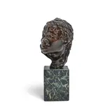 Herbert Ward, patinated bronze bust of the head of an African tribesman, patinated bronze