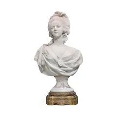 Félix Lecomte, late 19th century French biscuit porcelain bust of Marie Antoinette, biscuit porcelain
