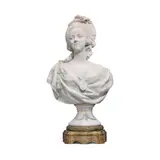 Félix Lecomte, late 19th century French biscuit porcelain bust of Marie Antoinette, biscuit porcelain