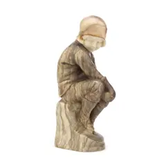 Rudolf Marcuse, carved marble and alabaster figure of a seated girl, marble
