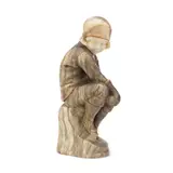 Rudolf Marcuse, carved marble and alabaster figure of a seated girl, marble