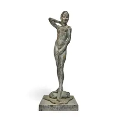 Enzo Plazzotta, bronze figural study of a young girl, bronze