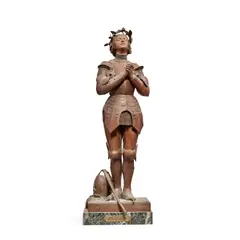 Antonin Mercié, bronzed spelter figure of 'Jehanne d'Arc (Joan of Arc)', spelter
