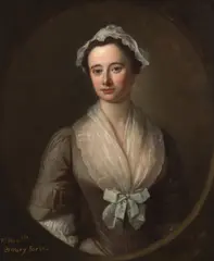 William Hogarth, Portrait of a lady said to be Lady Mary Forbes, in a grey dress and within a painted stone cartouche, oil on canvas