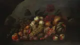 Tobias Stranover, Still life of fruit, including figs and grapes, oil on canvas