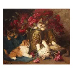 Léon Huber, Intruders, oil on canvas