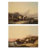 Snr. William Shayer, Counting the catch; Sorting the catch, oil on canvas