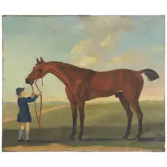 James Seymour, A bay horse, said to be 'Old Cartouche', held by a groom, oil on canvas