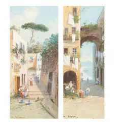 Girolamo Gianni, Views of Napoli, watercolour and bodycolour