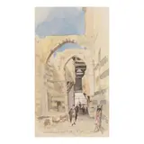 William J. Tipping, Side entrance to the Great Mosque of St John Damascus, watercolour over traces of pencil