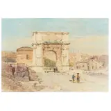 Henry Parsons Riviere, The Arch of Titus, Rome, watercolour over traces of pencil, heightened with white