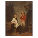 Martinus Christian Schenk, A visit from the doctor, oil on panel