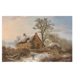 Charles Leaver, Gathering firewood, oil on canvas