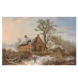 Charles Leaver, Gathering firewood, oil on canvas