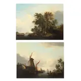 Edward Charles Williams, The river crossing; By the windmill, oil on canvas