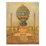 French School, The first manned hot air balloon ascent, Paris 1783, oil on panel