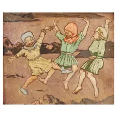 John Duncan Rsa Rsw, Dancing pixies, oil on canvasboard