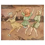 John Duncan Rsa Rsw, Dancing pixies, oil on canvasboard