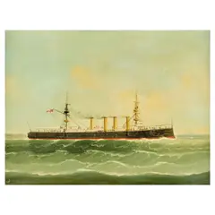 British School, H.M.S. Terrible at sea, oil on canvas
