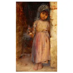 Hermann Kaulbach, Girl in a door way, Capri, oil on panel
