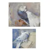 Rsw Ssa Mabel Dawson, Two gouaches of fancy pigeons;, gouache on linen