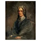 English School, Portrait of Elizabeth Anderson Graeme (1802-1890), wife of H.S. Graeme, half-length, seated holding a book, oil on canvas