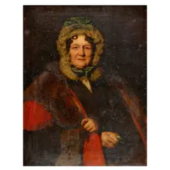 Scottish School, Portrait of Margaret Oliphant of Condie (b.1760), married George Graeme, 9th Laid of Inchbrakie 1786, wearing a bonnet, half-length with hands folded, oil on canvas,