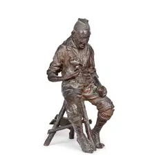 Pascquale Fosca, Anziano bevitore in costume ciociaro, Bronze, Bronze