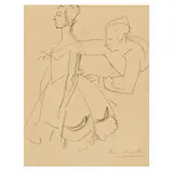 Studies of ballet dancers, two works by Laura Knight Ra, pencil, sold Jun 2026