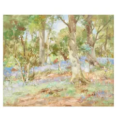 The bluebell wood by William Stewart MacGeorge, oil on canvas, offered Jun 2026