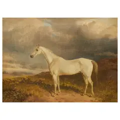James Walsham Baldock, Grey race horse, The Crotan, oil on canvas