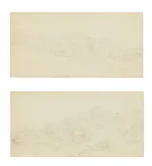 John Glover Ows, Hampstead Heath, three views, pen and ink, one with wash