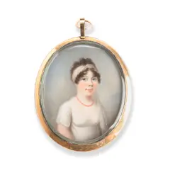 Andrew Plimer, A miniature of a lady with coral necklace, watercolour on ivory, oval