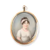 Andrew Plimer, A miniature of a lady with coral necklace, watercolour on ivory, oval