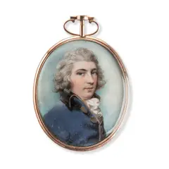 James Leakey, Miniature of a gentleman, watercolour on ivory, oval