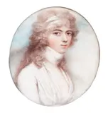 Andrew Plimer, Miniature of a lady, Shown wearing white dress and fichu wrapped around her neck,