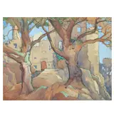 Eric Powell, A ruined castle, watercolour and gouache