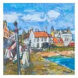Archie Forrest Rgi, 'Washing and Wind, Cellardyke', mixed media